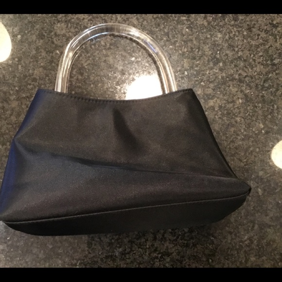 Perfect satin party purse!  Lucite handle. - Picture 2 of 3
